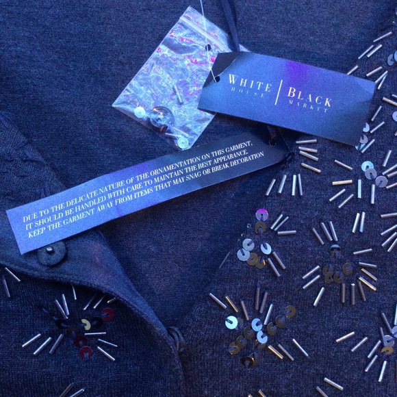 NWT White House Black Market Cardigan L beads - Picture 6 of 7